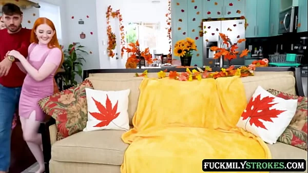 This Thanksgiving horny redhead stepsisters Arietta Adams and Cherry Fae fuck their stepbrother in the living room, while their stepdad fucks their stepmom in the dining room.