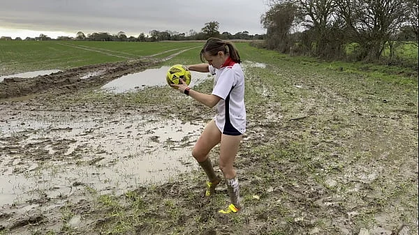 Muddy Football Practise then threw off my shorts and knickers (WAM)