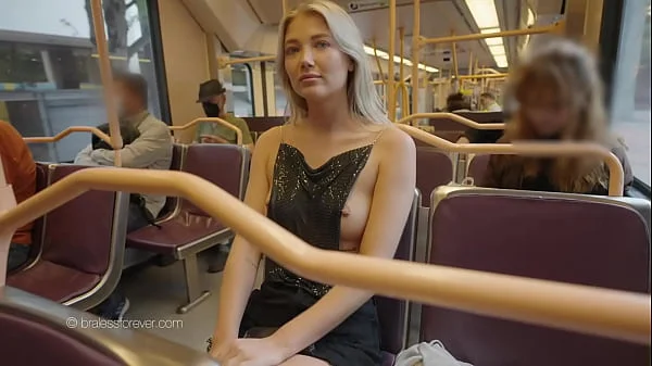 On the train with her tits out