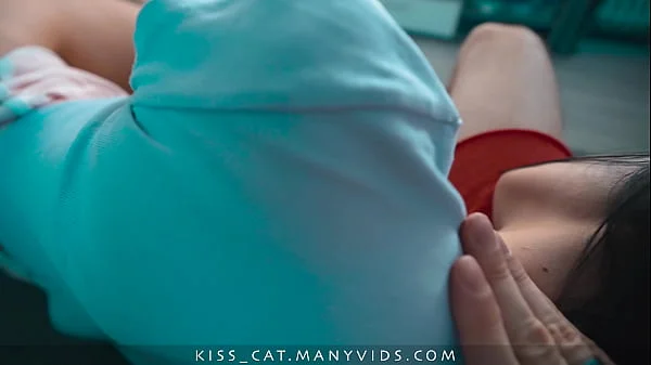Step son put big cock and fuck step mom's mouth while TV show! Step mother hates oral creampie