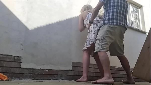 Fucking outdoor behind restroom area of bed and breakfast