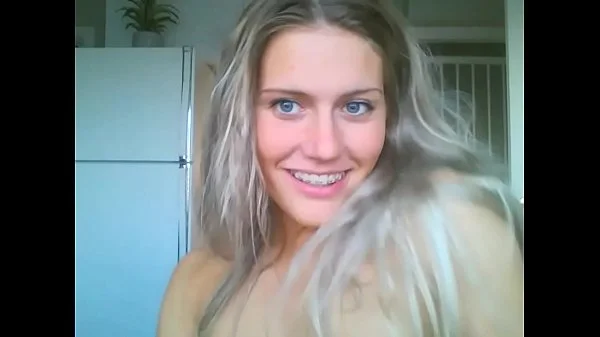dumb blonde girl playing sexy on video haha