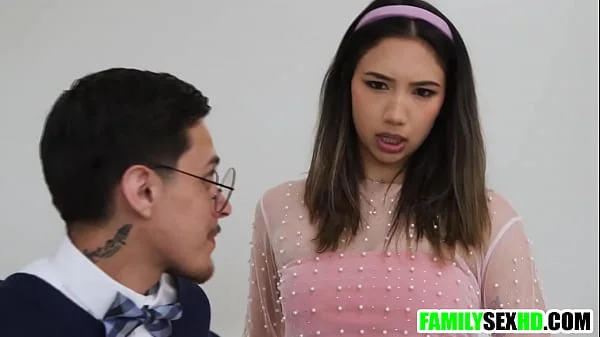 Stepdaughter fucks stuck stepdad