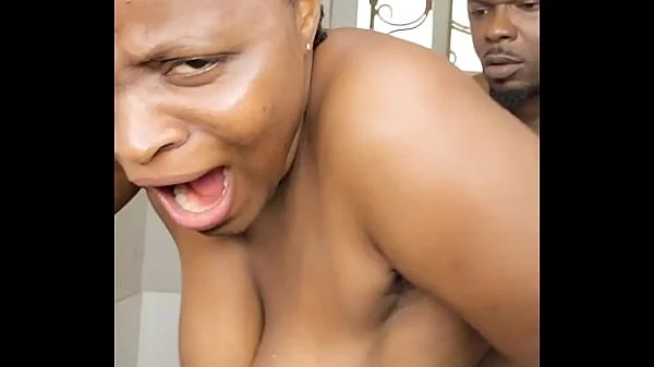 Juicy boobs ebony teen fucked in the bathroom.