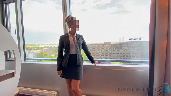 business trip risky hotel window sex - business bitch