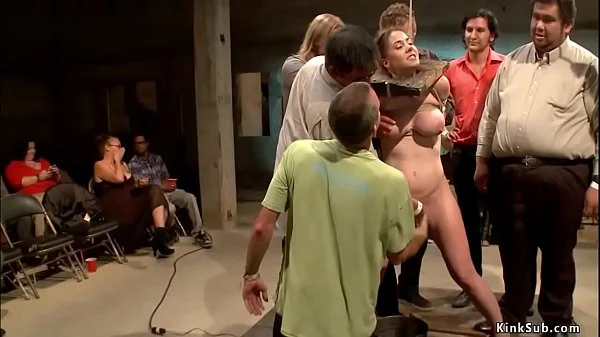 Slave fucked in strappado in public