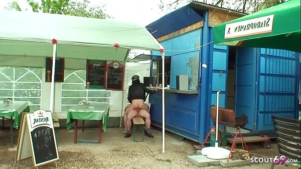 Old Ugly Guy Seduce Homeless Young Girl to scandal Public Sex for eat