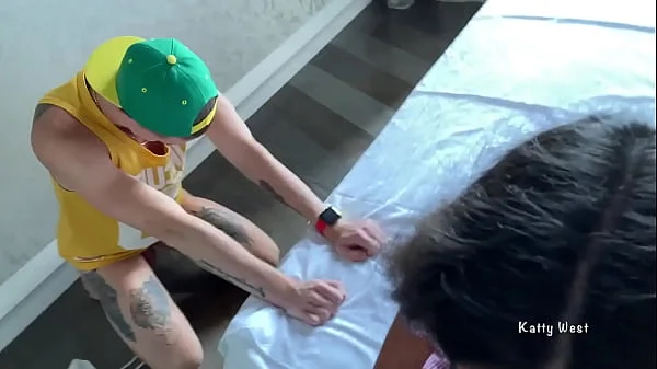 Cuckold watches his wife get fucked and cleans pussy after cum