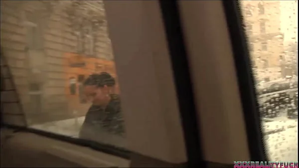 Two bitches pick up amateur guy for fuck and cum in their fuck bus