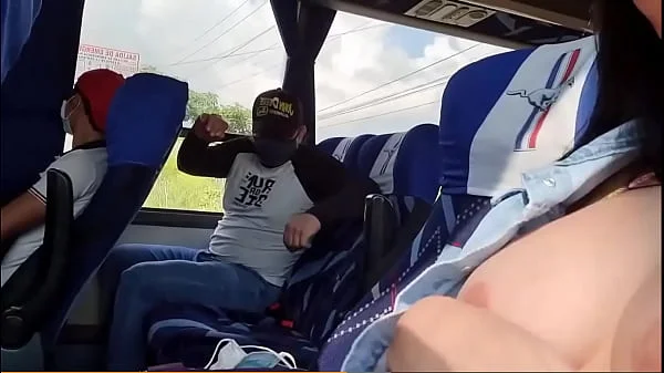 Bus passenger caught me teasing my body and he helps me squirt