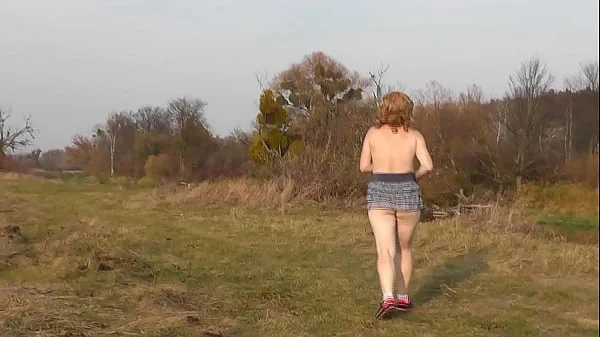 Naked in public. Nude in public. Outdoors without panties and bra Sexy MILF Frina play Sport at stadium outside. Public. No panties. Naturist. Outdoor. Nudist