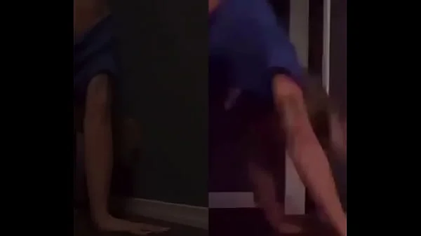 Teen doing a handstand with nip slip