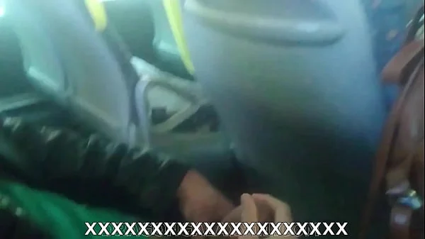Public sex, blowjob on the bus, almost caught
