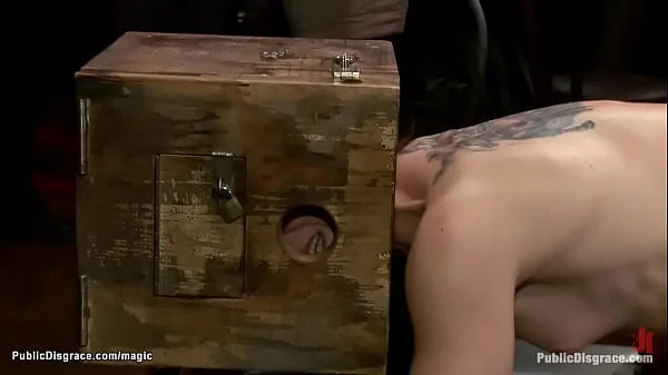 Brunette dp fucked in public bar