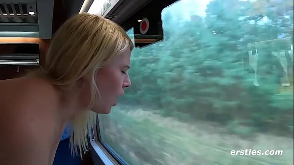 Risky Lesbian sex at public Train