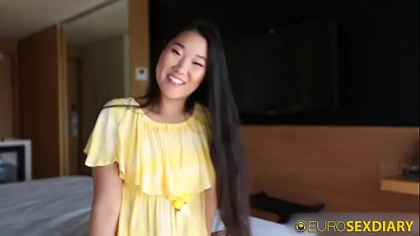 Skinny hot Chinese tourist bangs white guy she just met in a hotel lobby